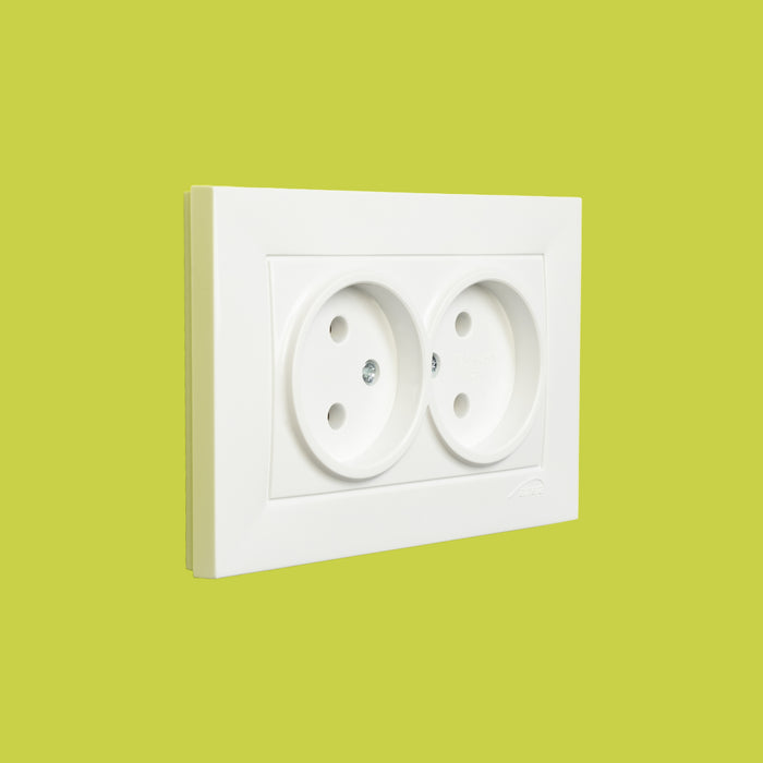 Almera WEST DOUBLE SOCKET 93013202 2 განყოფილებიანი როზეტი, თეთრი 16A 250V