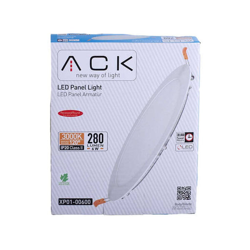 40095-ACK 6 ვატიანი ლედ პანელი თეთრი მრგვალი 3000 კანდელი  IP20  XP01-00600