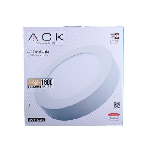 40200-ACK 24 ვატიანი ლედ პანელი თეთრი მრგვალი 3000 კანდელი IP20 ზედა მონტაჟისთვის XP03-02400