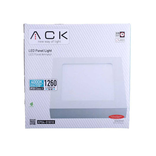 40330-ACK 18 ვატიანი ლედ პანელი თეთრი ოთხკუთხედი 4000 კანდ IP20 ზედა მონტაჟისთვის XP04-01810