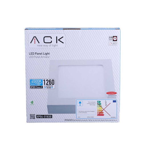 40088-ACK 18 ვატიანი ლედ პანელი თეთრი ოთხკუთხედი 3000 კანდ IP20 ზედა მონტაჟისთვის XP04-01800