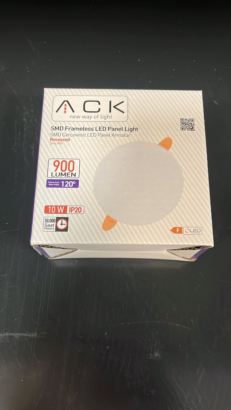 ACK Frameless recessed round LED PANEL 4000K 10W