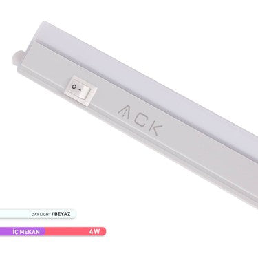 ACK ლედ სანათი 4W IP 20  380 ლუმენი სიგრძე   313 მმ  6500 კანდელი