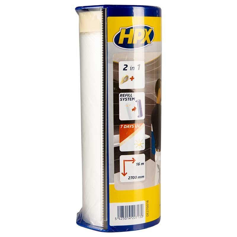 DE270016 წებვადი ქაღალდის ლენტი ჩამოსაშლელი ცელოფნით და დისპანსერით 2700მმ X 16მ