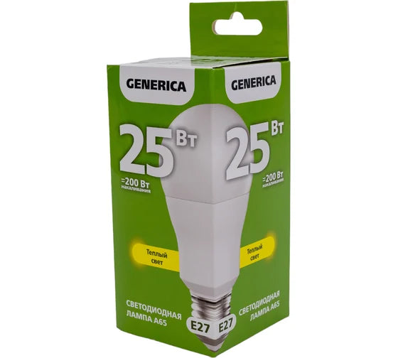 LED ნათურა A65  25W 230V 3000K E27  LL-A65-25-230-30-E27-G