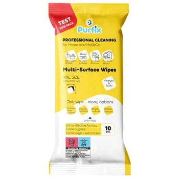 Purfix უნივერსალური სველი ხელსახოცი სახლის დალაგებისთვის 10 ცალი