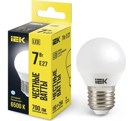 LED G45 ნათურა, 7W, 230V, 6500K, E27, IEK LLE-G45-7-230-65-E27