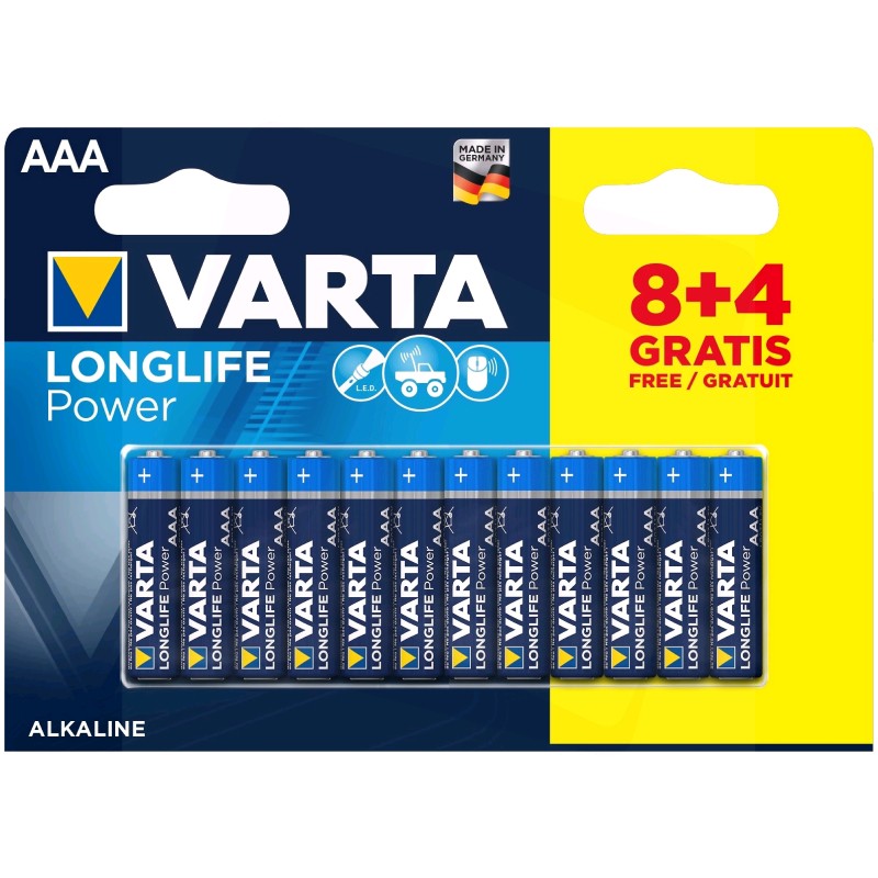 4008496659203 ელემენტი VARTA Longlife Power 8+4 AAA (Double Blister)