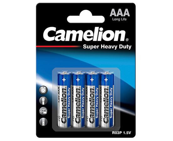 1070 Camelion Super HD ლურჯი AAA ელემენტი, 4ც შეკრა R03P-BP4B