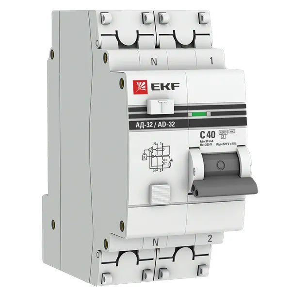დიფ. ავტომატი 1P+N40A 30mA AD-32EKF