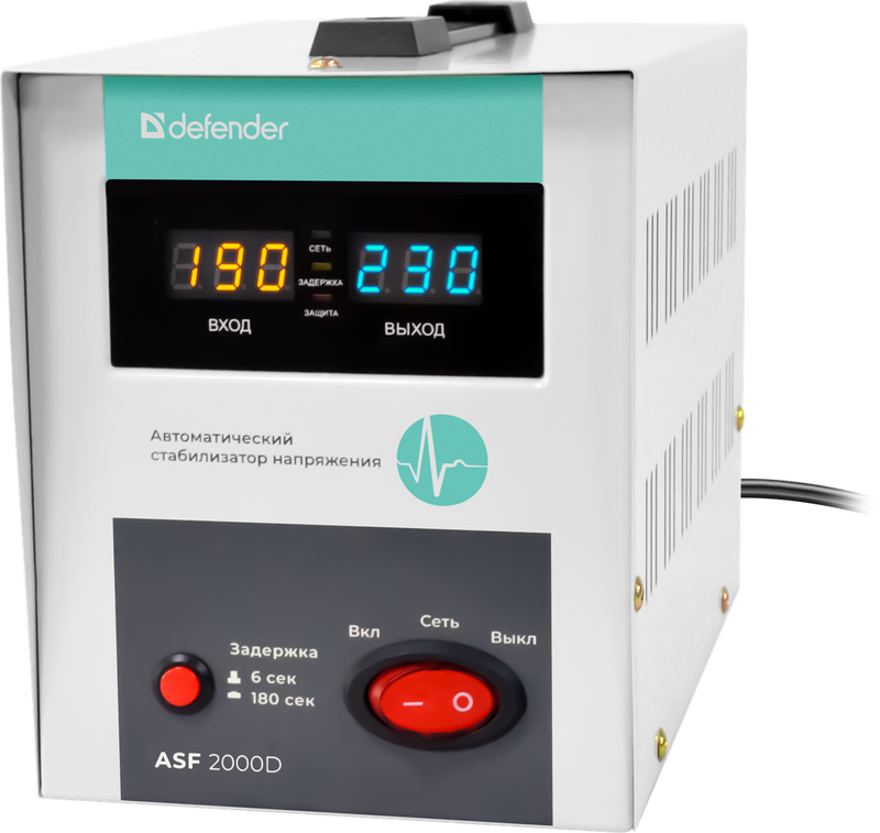 Defender სტაბილიზატორი Automatic Voltage Regulator ASF 2000D 1200W, metal body 2 outlets
