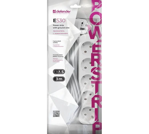 Defender ქსელის ფილტრი E530, 5 ჩასართველით 3,0m