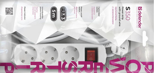 Defender ქსელის ფილტრი S350,Switch 3 ჩასართველით 5,0m