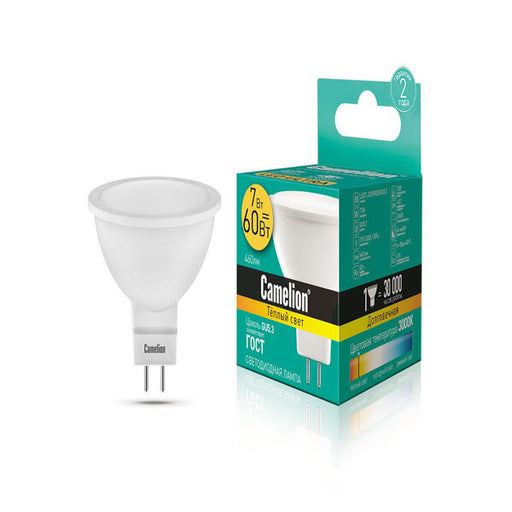 Camelion ეკონომიური LED ნათურა Energy Saving LED Bulbs - 7W/Warmlight/ LED7-JCDR/830/GU5.3