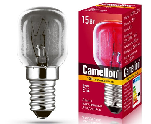 4738-Camelion ნათურა ღუმელისთვის 15/PT/CL/E14 T25 E14 15 ვატი 220 ვოლტი 300*C