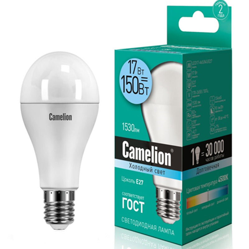 Camelion ეკონომიური LED ნათურა Energy Saving LED Bulbs - 17W/Coolight /E27 LED17-A65/845/E27