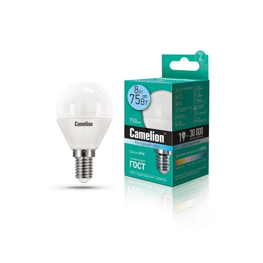 Camelion LED ნათურა Lamp - LED8-CW35/830/E14 ნათურა ლედ განათებით ეკონომიური 8 ვატი (ეკვივალენტი 75 ვატის) თბილი ნათება E14 ცოკოლზე