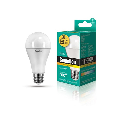Camelion Led Lamp LED20-A65/830/E27 ნათურა ლედ განათებით ეკონომიური 20 ვატი (ეკვივალენტი 180 ვატის)
