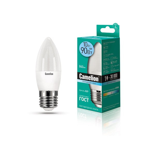 Camelion LED ნათურა Lamp - LED10-C35/845/E27 ნათურა ლედ განათებით ეკონომიური 10 ვატი (ეკვივალენტი