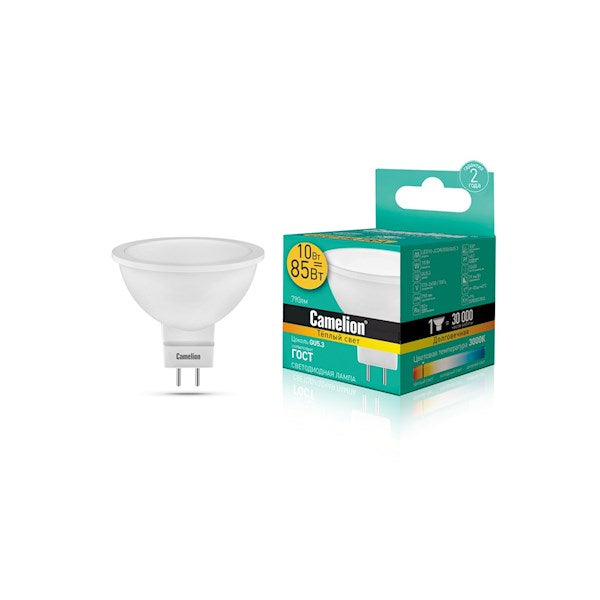 Camelion  Energy Saving LED Bulbs LED10-JCDR/830/GU5.3 შეკიდული ჭერის ლედ ნათურა 10 ვატი ეკვივალენტი 85 ვატის 790 ლუმენი