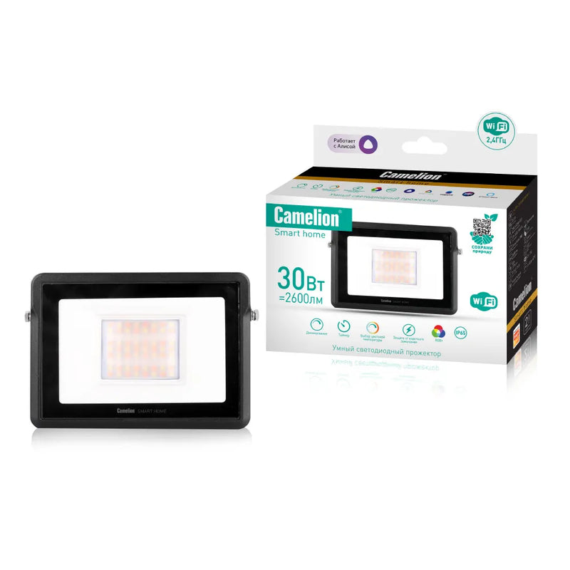Camelion Smart Home LFL/SH-30/RGBСW/WIFI ჭკვიანი პროჟექტორი 30 ვატი 2600 ლუმენი