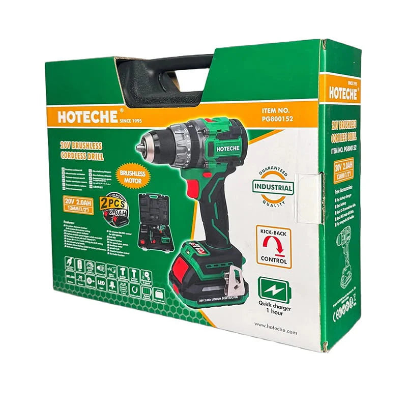 აკ.   ბურღი ქეისით hoteche prof. 80Nm 13mm 20V Brushless  Lithium Cordless  drill