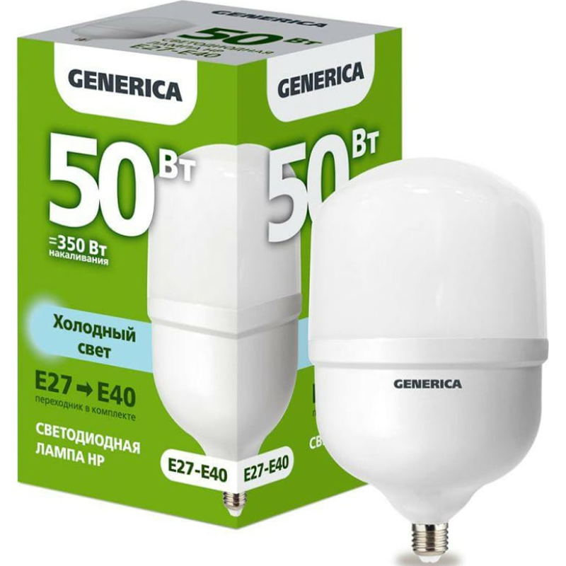 LED ნათურა HP 50W 230V 6500K E27-E40 GENERICA LL-HP-50-230-65-E27-E40-G