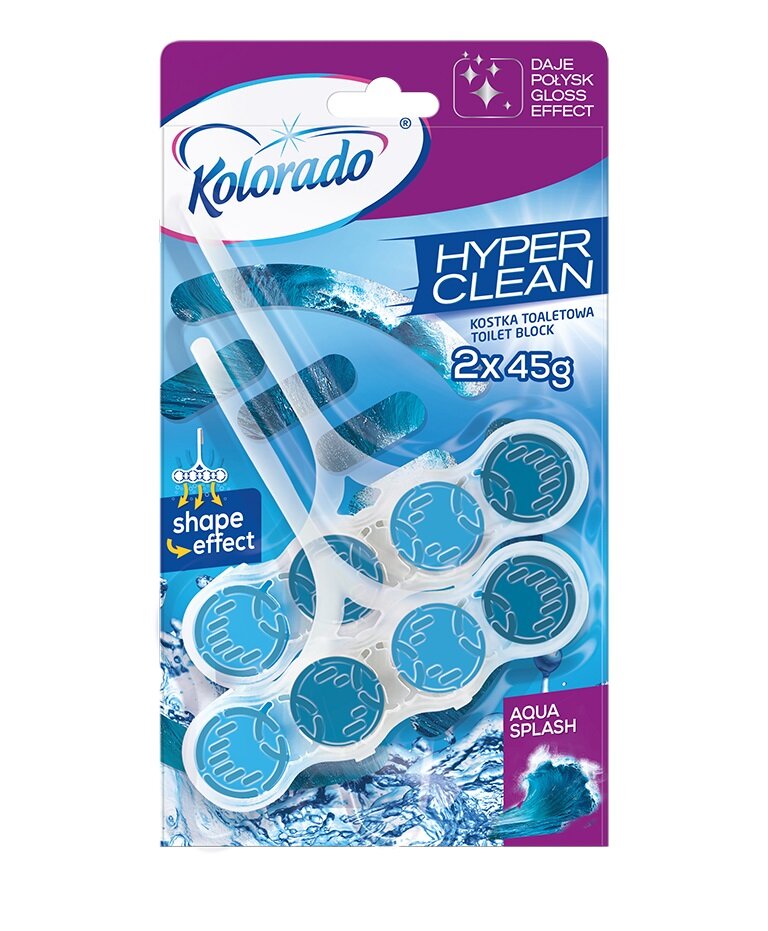 Kolorado Hyper clean toilet Block Duopack 2x45 G, Aqua splash უნიტაზის საწმ.საშ.