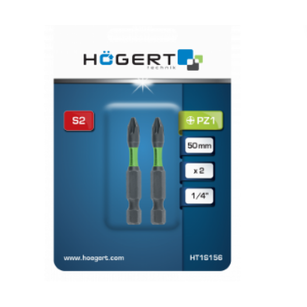 HT1S156 თავაკი ძალისმიერი Power screwdriver bit PZ1 50mm 2 PCS (10/100)