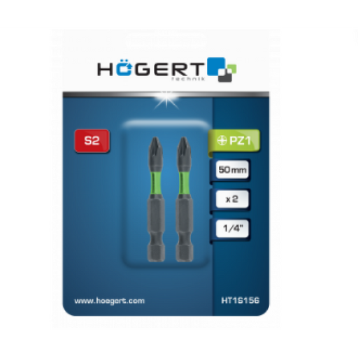 HT1S156 თავაკი ძალისმიერი Power screwdriver bit PZ1 50mm 2 PCS (10/100)