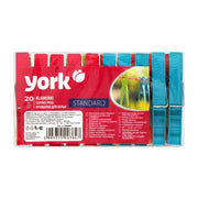 3847 - York სარეცხის სარჭი (შპილკა) "სტანდარტული" 20 ცალიანი 4 ფერში