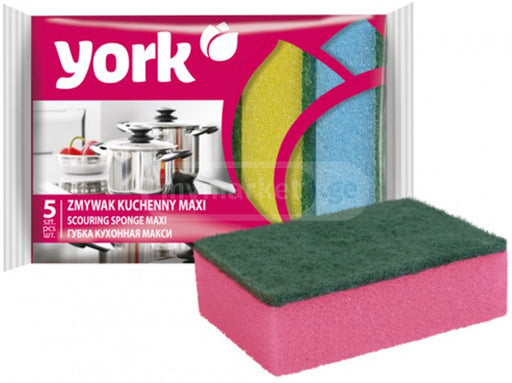 6561 - York ჭურჭლის სარეცხი ღრუბელი MAXI 5ცალიანი (10x7x2.9სმ)