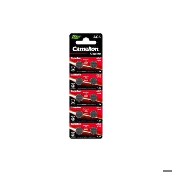 4936 Camelion Alkaline (mercury free) AG5 ელემენტი-ღილაკი, 10ც შეკრა AG5-BP10(0%HG)