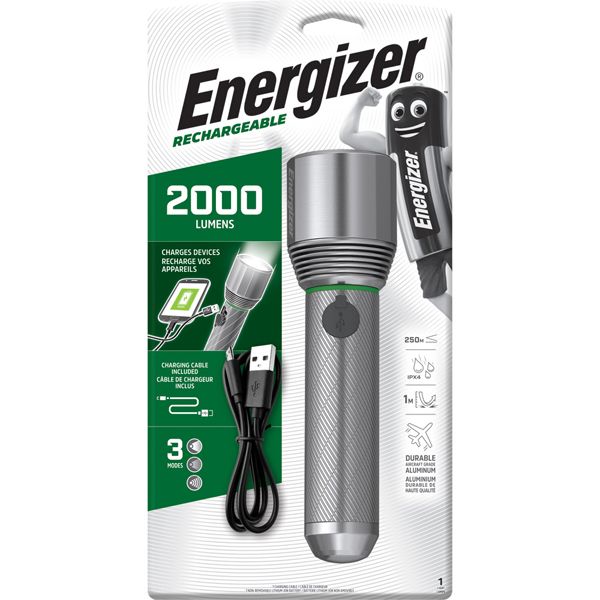Energizer Metal Rechargeable LED Flashlight with USB Charging Port E303659001