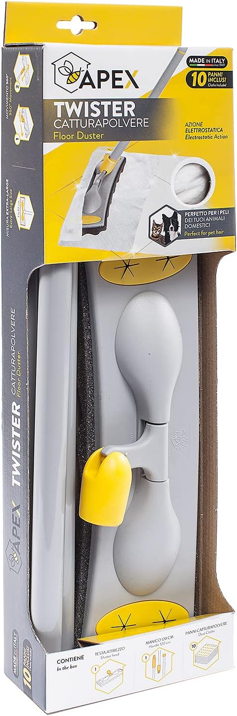 10176-Apex Twister ღრუბლესებრი მოპი ტილოს სამაგრით 33 სმ ზომა 33 х 10 х 90–130 TWISTER FLOOR DUST