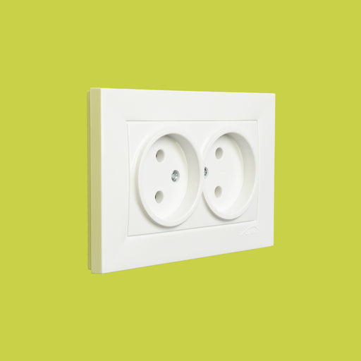 Almera WEST DOUBLE SOCKET 93013202 2 განყოფილებიანი როზეტი, თეთრი 16A 250V