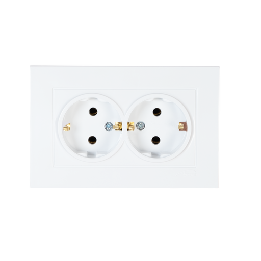 Almera WEST DOUBLE SOCKET WİTH SİDE EARTH 93013201 2 განყოფილებიანი როზეტი დამიწებით, თეთრი 16A 250V