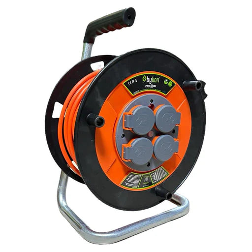 Bylion MMP-30325 პროფ. დამაგრძ. ბარაბანი მეტალის, 30 მ. 4 გან. 2 ფაზ. 3G2,5mm2, 4X2P+E IP44