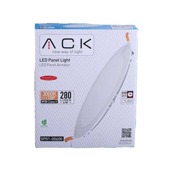 40095-ACK 6 ვატიანი ლედ პანელი თეთრი მრგვალი 3000 კანდელი  IP20  XP01-00600