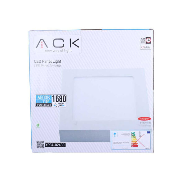 40361-ACK 24 ვატიანი ლედ პანელი თეთრი ოთხკუთხედი 6500 კანდელი IP20 ზედა მონტაჟისთვის XP04-02430