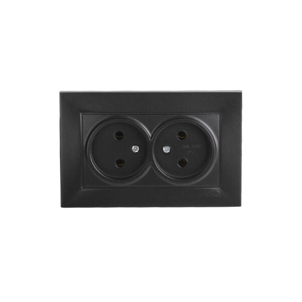 Almera WEST DOUBLE SOCKET WİTH SİDE EARTH 93093201 2 განყოფილებიანი როზეტი დამიწებით, შავი 16A 250V