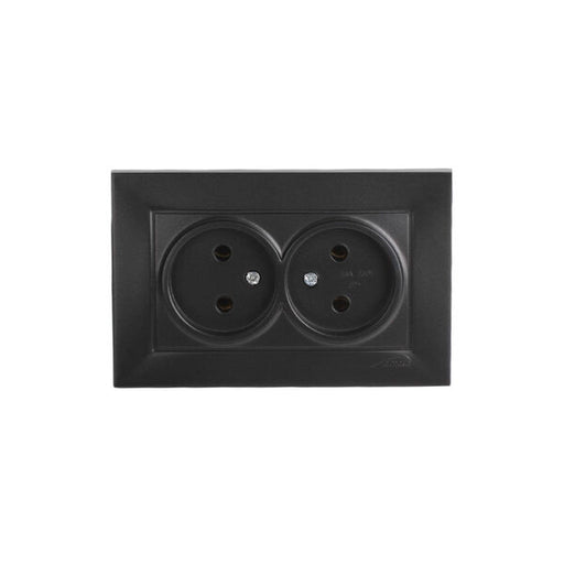 Almera WEST DOUBLE SOCKET WİTH SİDE EARTH 93093201 2 განყოფილებიანი როზეტი დამიწებით, შავი 16A 250V