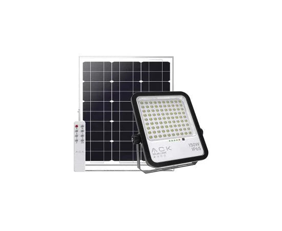 ACK  150W გარე განათება პულტით, მზის ენერგიაზე, მოძრაობის სენსორი  6500 კანდელი IP 65  1650 ლუმენი ზ