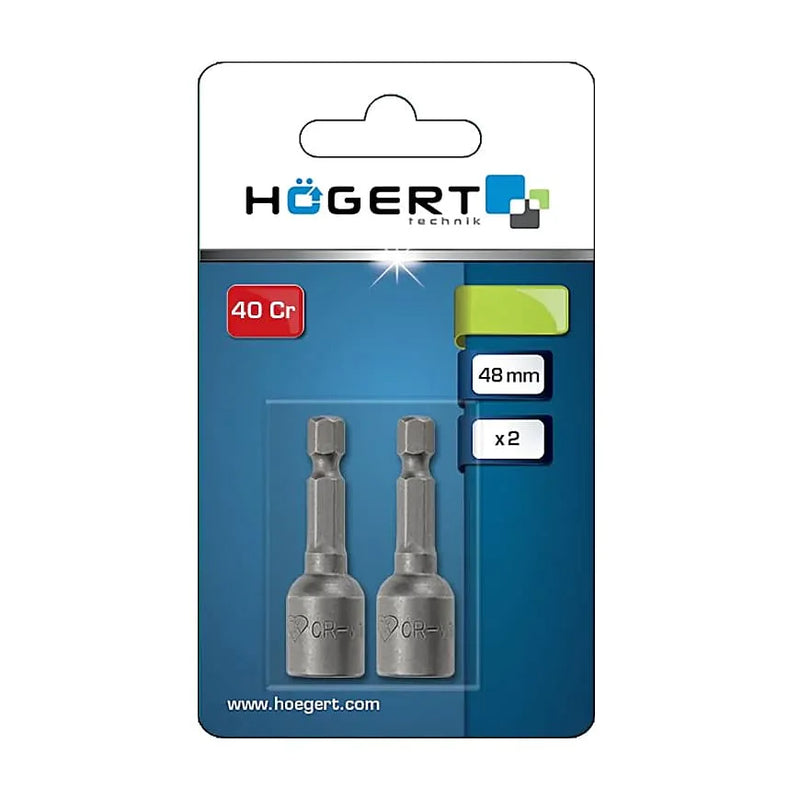 HT1S458 თავაკი მაგნიტით 2 ცალი Magnetic sockets 10 mm, 1/4", 2 pc Hoegert (10/100)