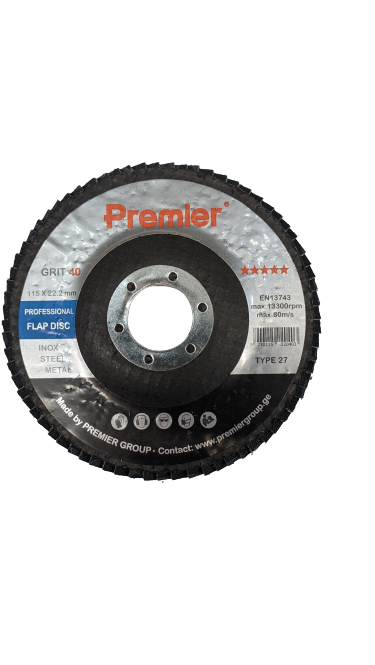 Premier ლითონის სახეხი დისკი 115 x 22 მმ #40