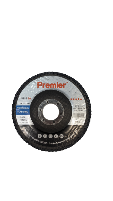Premier ლითონის სახეხი დისკი 115 x 22 მმ #80