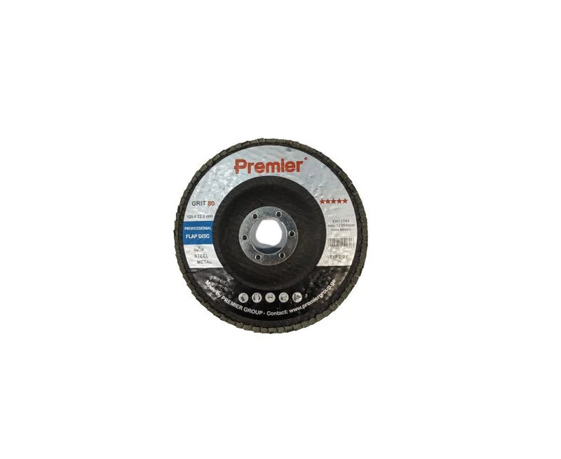 Premier ლითონის სახეხი დისკი 125 x 22 მმ #80
