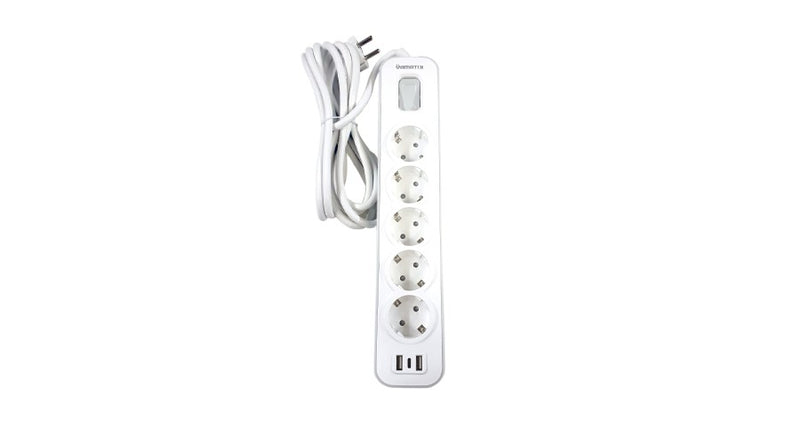 Yamatik NOVA-105U/3M 9555432100275 დენის დამცავი დამაგრ. დამიწებით, 5 შეს. 3 მ. 4000W, 16A, 3*1.5mm2, 2xUSB/Type C