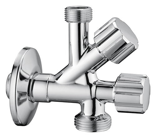Albertoni 1/2x3/8x3/4 ორმაგი ვენტილი მოკლე