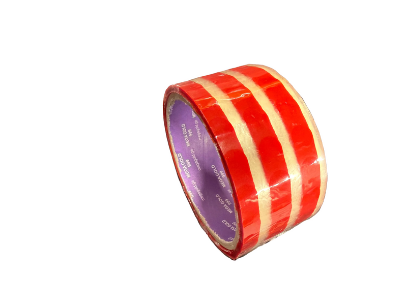 სკოჩი გამჭვირვალე წითელი წრეებით 43მმ/42მკ/20მ Megagold